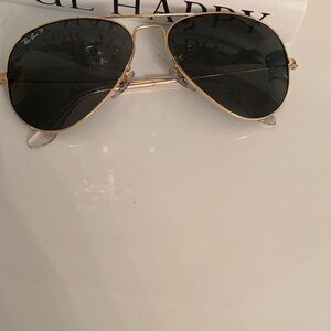 Ray-Ban Gold Frame Sunglasses with Black Lenses